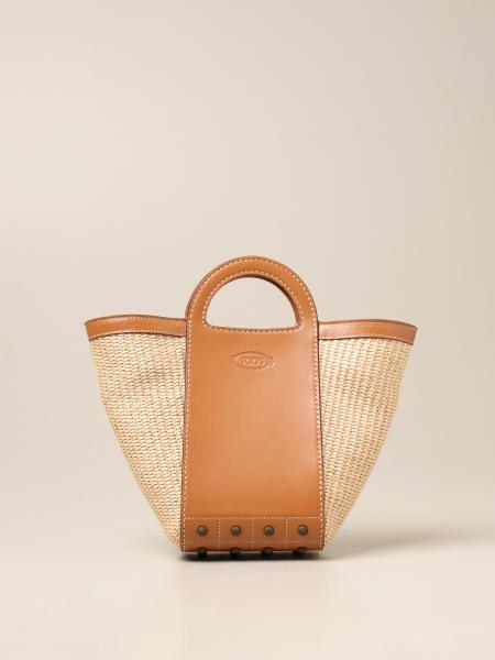 Tod's Clutch Bag In Raffia Mini In Brown