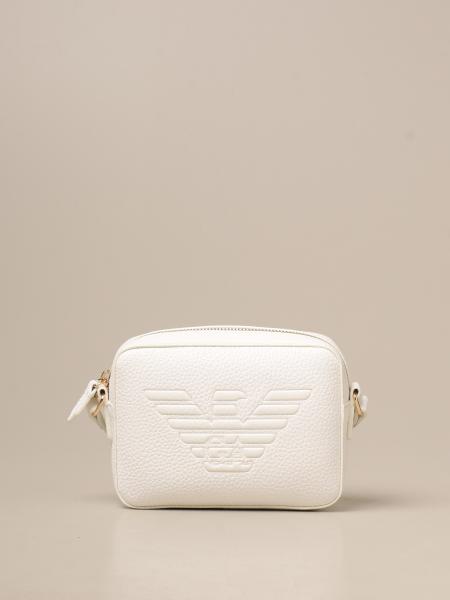 EMPORIO ARMANI: bag in textured synthetic leather - White | Emporio ...