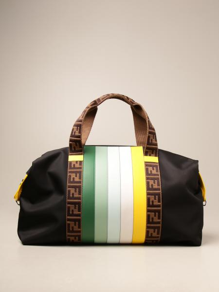 Fendi Kid's FF Allover Duffle Bag With Text Logo