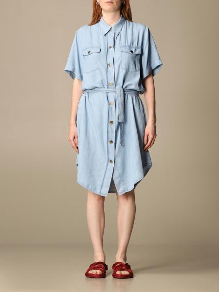 PINKO: shirt dress with belt - Denim | Pinko dress 1J10MP-Y6X4 online ...