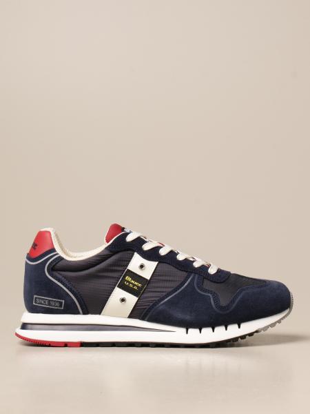 BLAUER: sneakers in suede and nylon - Blue | Blauer sneakers ...