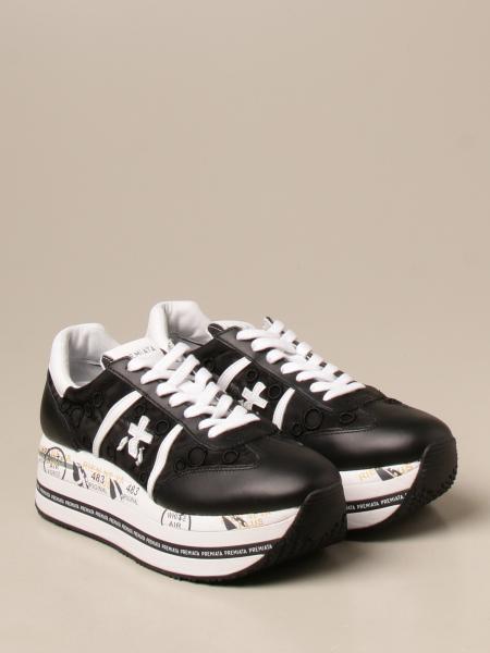 PREMIATA: Beth sneakers in leather and canvas - Black | Sneakers Premiata  BETH 5215 GIGLIO.COM