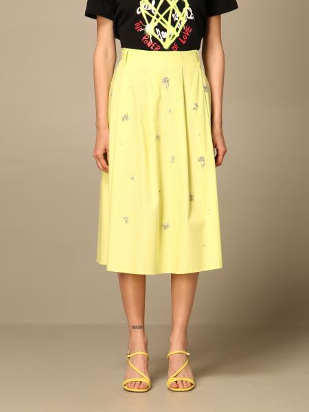 Twin Set Actitude: Twin-set Actitude cotton skirt with jewel appliqués
