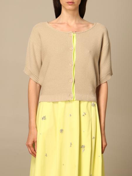 Twin Set Actitude: Twin-set Actitude cardigan in two-tone cotton blend