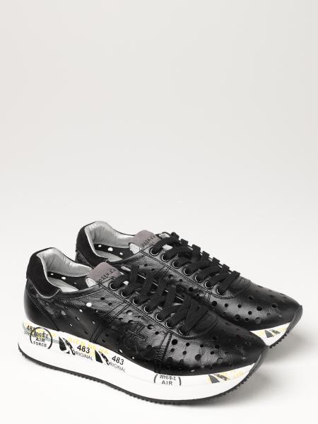 PREMIATA: Conny sneakers in perforated leather - Black | Sneakers Premiata  CONNY 4729 GIGLIO.COM