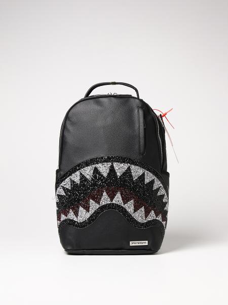 SPRAYGROUND: backpack in vegan leather with glitter shark mouth - Black ...