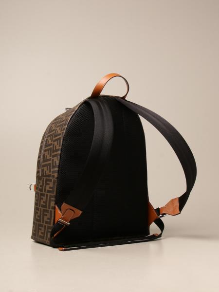 FENDI: backpack in canvas with FF motif and leather | Backpack 