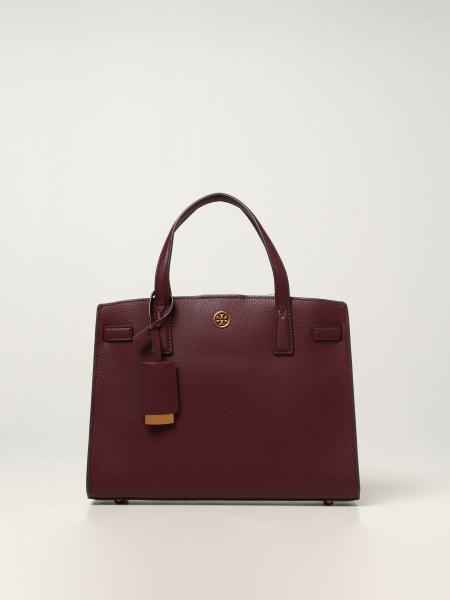 TORY BURCH: Walker handbag in grained leather - Burgundy | Tory Burch ...