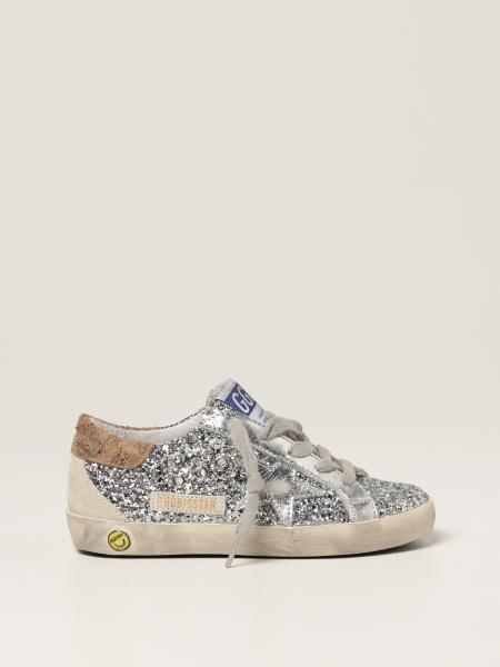 GOLDEN GOOSE: Super-Star classic glitter sneakers - Silver | Golden ...