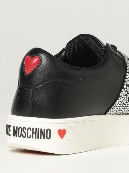 LOVE MOSCHINO: lace-up trainers with rhinestones | Sneakers Love ...
