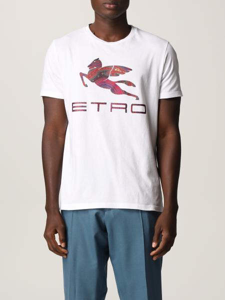 Etro men: Etro cotton T-shirt with Pegasus embroidery