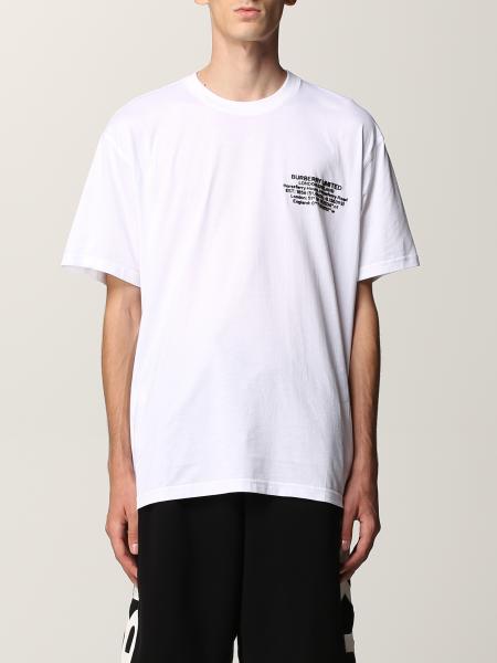 Burberry men: Burberry cotton T-shirt with geographical coordinates