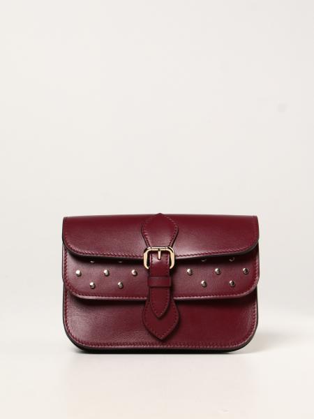 Double-Veil Red (V) leather bag