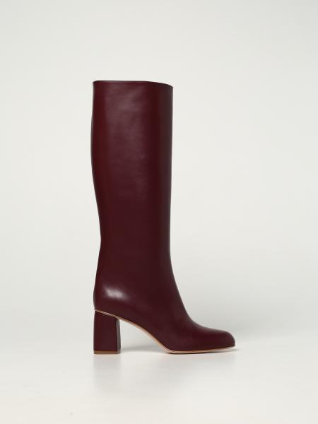 Red (V) boots in smooth leather