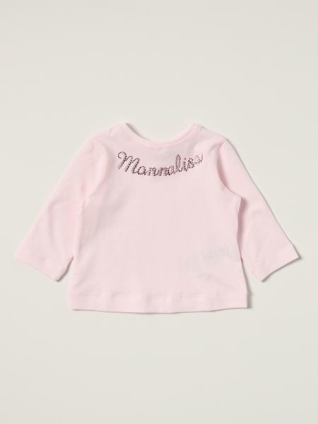 Monnalisa cotton T-shirt with rhinestone logo