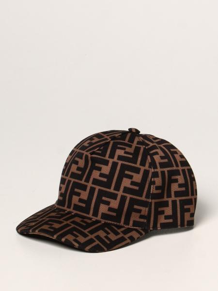 FENDI: baseball cap with all-over FF motif - Orange | Hat Fendi JUP004 ...