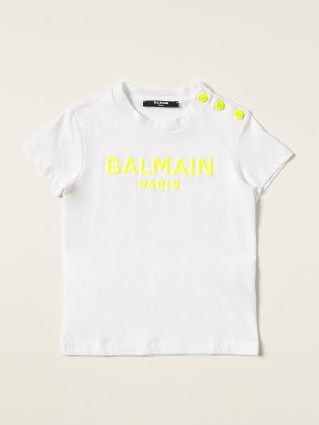 T-shirt Balmain in cotone con logo fluo