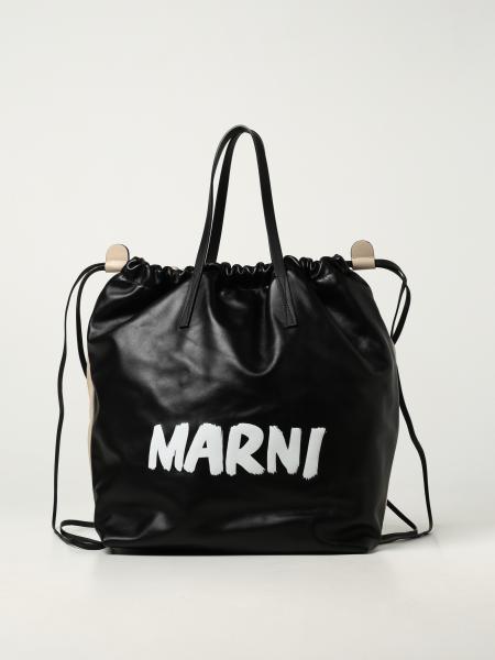 Gusset Marni leather backpack with logo