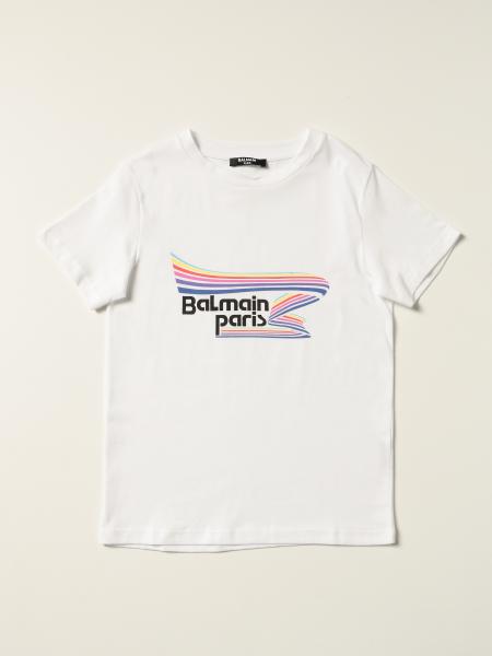 T-shirt Balmain in cotone con logo rainbow