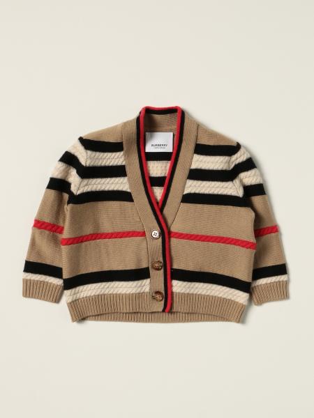 BURBERRY: cardigan in wool and cashmere with striped pattern - Beige | Burberry  sweater 8040599 online on 