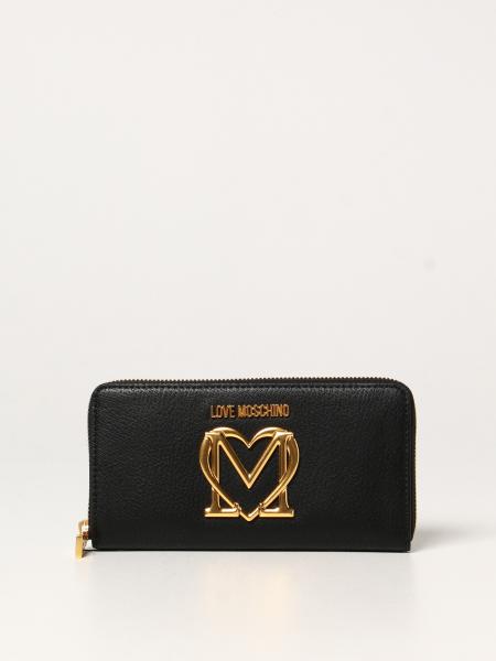 LOVE MOSCHINO: continental wallet in synthetic leather with logo ...