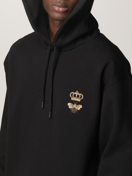 DOLCE \u0026 GABBANA: Felpa in cotone con corona e ape - Nero | Felpa Dolce \u0026  Gabbana G9VC8Z HU7H9 GIGLIO.COM