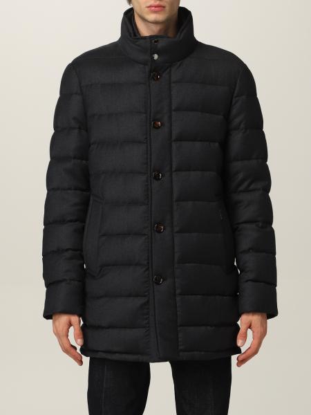 MOORER: coat in wool and cashmere flannel - Blue | Moorer jacket