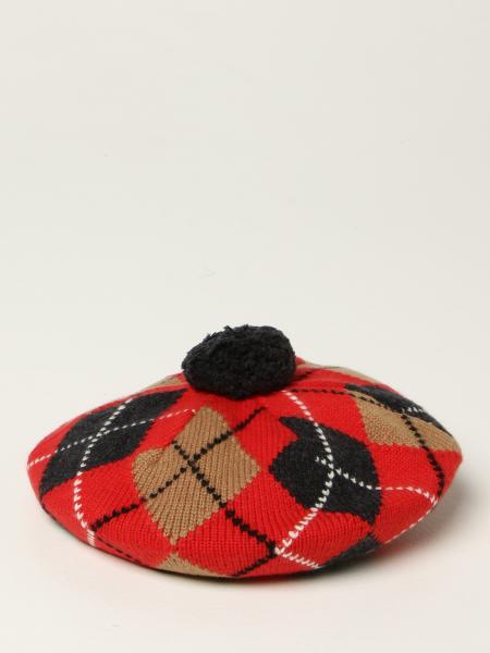 Burberry beret in wool and cashmere blend with diamond pattern
