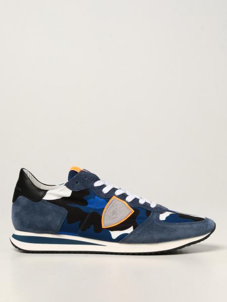 PHILIPPE MODEL: Tropez Camouflage sneakers in nylon and suede - Blue ...