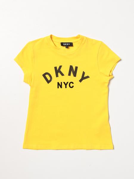 DKNY: T-shirt with logo - Yellow | Dkny t-shirt D35R58 online on GIGLIO.COM
