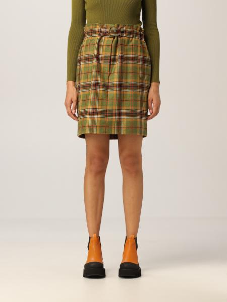 ALBERTA FERRETTI: check skirt in wool blend - Green | Alberta Ferretti ...