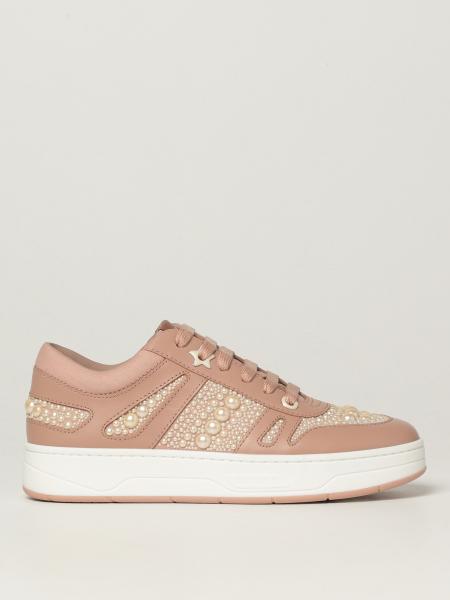 Jimmy Choo women: Jimmy Choo Hawaii trainers in leather with pearls