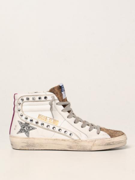 GOLDEN GOOSE: classic slide sneakers in leather - White | Golden Goose ...