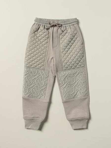 Burberry bambino: Pantalone jogging Burberry in cotone con pannelli trapuntati TB