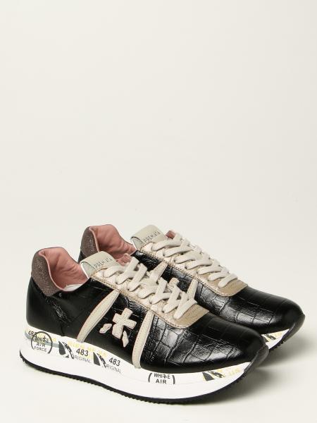 PREMIATA: Conny sneakers in crocodile print leather - Black | Sneakers Premiata  CONNY 5327 GIGLIO.COM