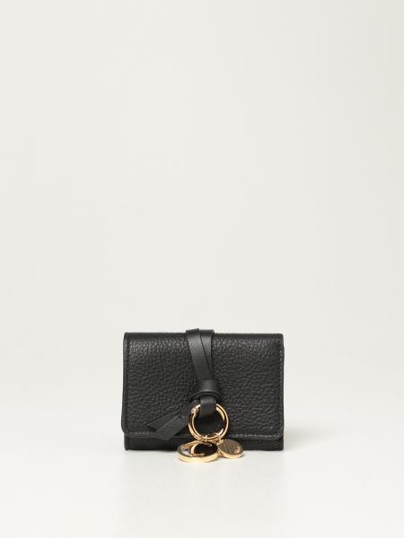 CHLOÉ: Alphabet wallet in grained leather - Black | Chloé wallet ...