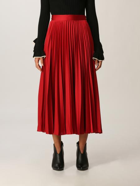 Twin-set pleated satin skirt