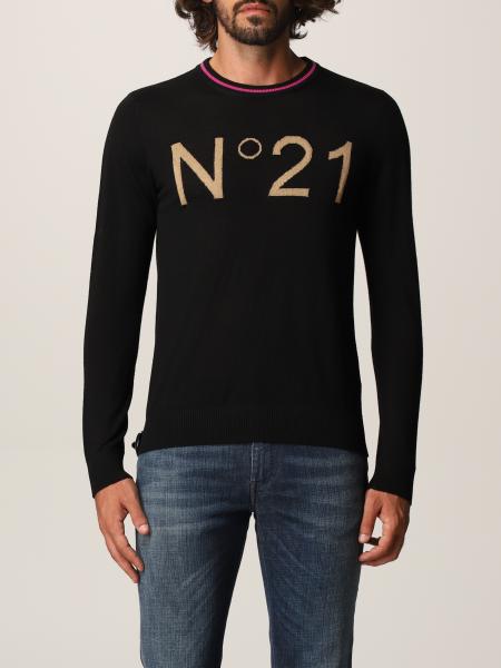N ° 21 sweater in virgin wool with inlaid logo