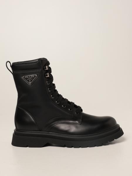 Prada men: Prada ankle boots in leather and Re-nylon