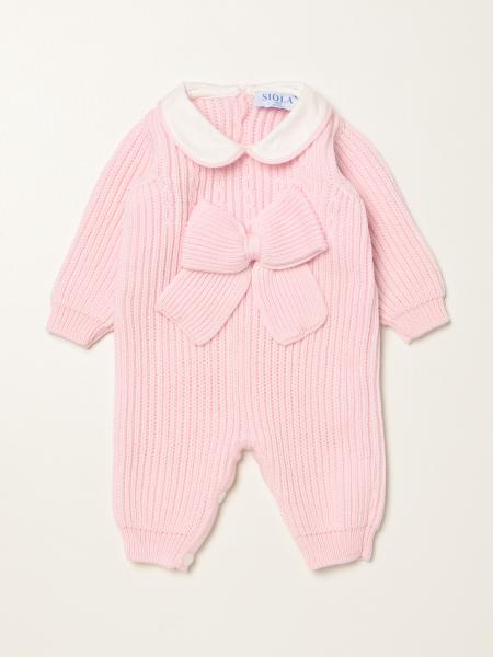 Siola toddler clothing: Long Siola romper in ribbed cotton with maxi bow
