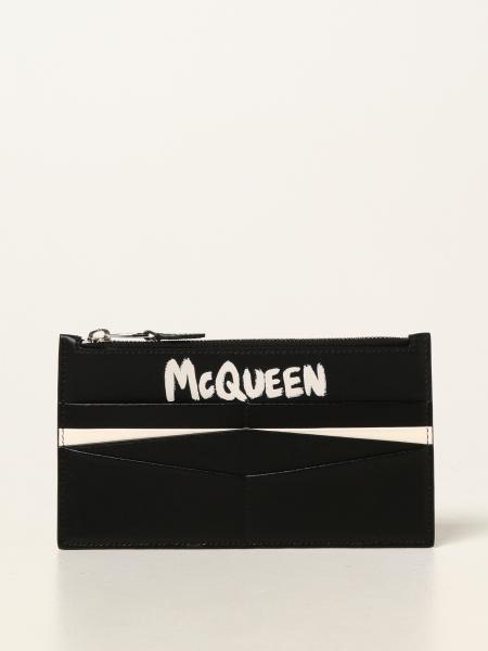 Portafoglio Alexander McQueen in pelle con logo Graffiti