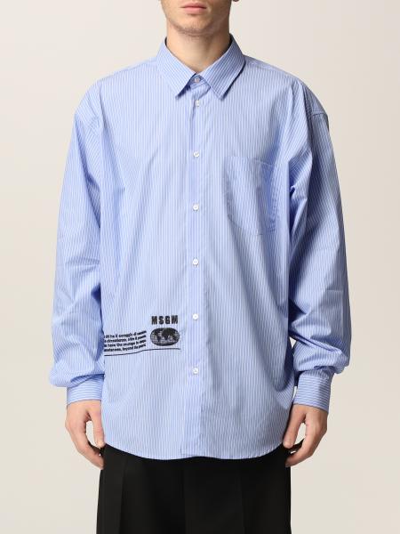 MSGM: shirt for man - Blue | Msgm shirt 3140ME191217706 online at ...