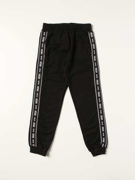 MSGM KIDS: jogging pants with logoed bands - Black | Msgm Kids pants ...
