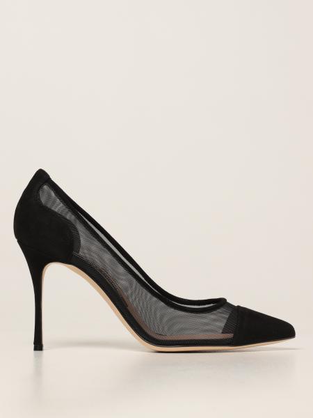 SERGIO ROSSI: Godiva pumps in suede and mesh - Black | Sergio Rossi ...