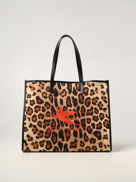 ETRO: bag with animal print - Beige | Etro tote bags 1N0098546 online ...
