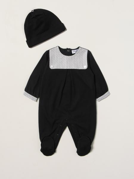 Emporio Armani cotton rompers + hat set with optical eagles