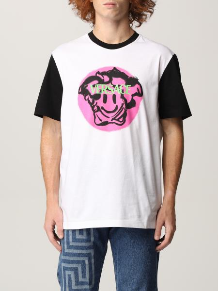 Versace uomo: T-shirt Versace in cotone con Medusa Smiley e logo