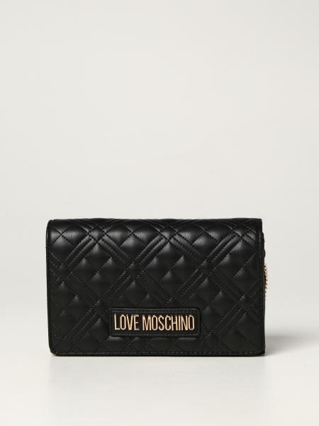 LOVE MOSCHINO: shoulder bag in quilted synthetic nappa leather - Black ...