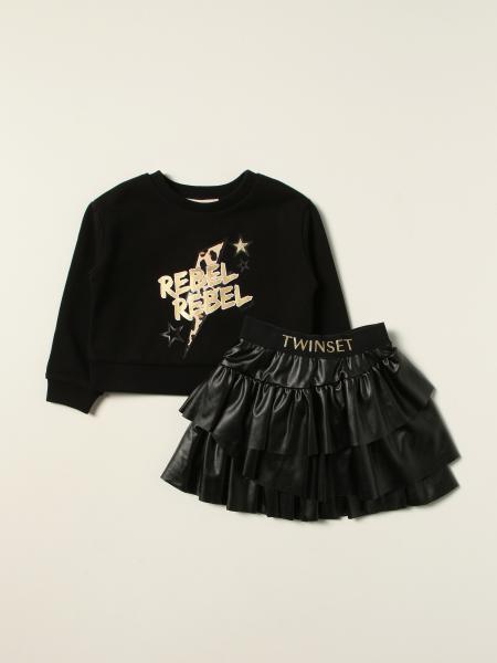 Twinset kids: Twin-set jumper + skirt set with logo
