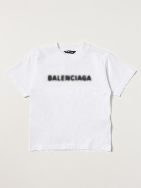 Asia official global BALENCIAGA: cotton t-shirt with blurred logo - White | Balenciaga t-shirt  556155 TKVC5 online on GIGLIO.COM